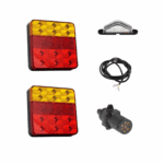 Tail Light Kit with 100x100 Tail Lights, 8Metre of 5 Core Cable, 7 Pin Round Plug and No. Plate Light