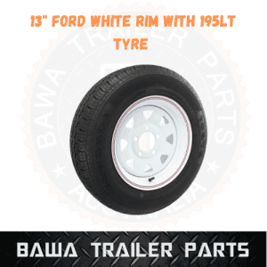 Sunraysia 13" Ford White Rim With 195 Lt Tyre ! Trailer Parts