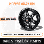 14 x 6″ Ford Aluminum Alloy Mag Trailer Rim Wheel MPC Devil Satin Black