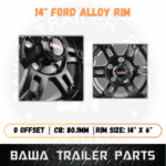 14 x 6″ Ford Aluminum Alloy Mag Trailer Rim Wheel MPC Devil Satin Black - Image 3