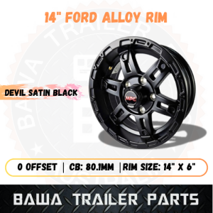 14 x 6″ Ford Aluminum Alloy Mag Trailer Rim Wheel MPC Devil Satin Black