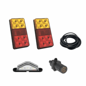 Tail Light Kit with 150x80 Tail Lights, 8Metre of 5 Core Cable, 7 Pin Round Plug and No. Plate Light