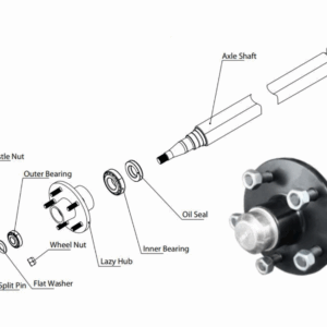 50mm Square Dexter Natural Lazy Axle Assembled Complete 2000KG