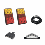 Tail Light Kit with 150x80 Tail Lights, 8Metre of 5 Core Cable, 7 Pin Flat Plug and No. Plate Light