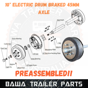 10" FORD Electric Drum Braked 45 Square Axle (1730mm HF to HF)