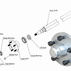 39mm Round Lazy Axle Assembled Complete 750KG Galvanised