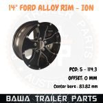 14" FORD ALLOY WHEEL ION 14 BLACK MACHINED FACE TRAILER JET SKI BOAT MAG WHEELS - Image 2