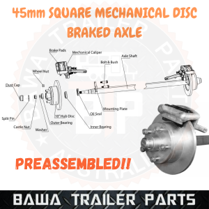 10" HOLDEN HT Mechanical Disc Braked 45 Square Axle (1830mm HF to HF)