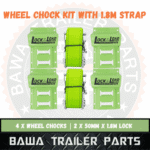 Lock and Load Wheel Chock Kit with 1.8m Straps - Trailer Parts!