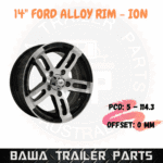 14" FORD ALLOY WHEEL ION 20 BLACK MACHINED FACE WITH 195 TYRE BOAT TRAILER MAG WHEELS - Image 2