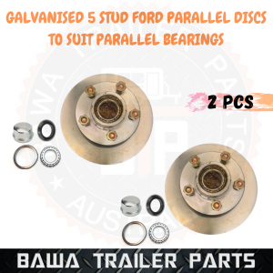 GALVANISED 5 STUD FORD DISCS WITH PARALLEL BEARING KITS ! TRAILER HUB DISCS