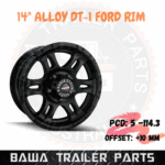 14" FORD ALLOY WHEEL DT-1 SATIN BLACK MACHINED FACE ALLOY TRAILER CARAVAN WHEELS - Image 2