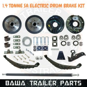 DIY 1400kg Electric Drum Brake Single Axle Trailer Kit 60mm Eye to Eye Spring Hitch