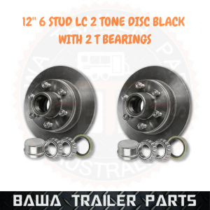 BLACK 6 STUD LC 2 TONNE DISCS WITH 2T BEARING KIT ! Trailer Disc Hubs