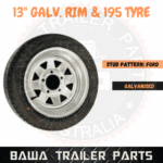 Galvanised 13" Ford Rim With 195 Light Truck Tyre ! Trailer Parts