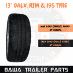 Galvanised 13" Ford Rim With 195 Light Truck Tyre ! Trailer Parts - Image 2