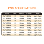 13″  Light Truck Replacement Trailer Tyre - Image 2