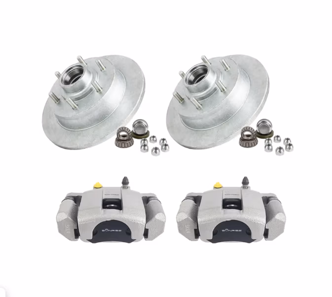 12 hydraulic 12″ Hydraulic Trailer Brake Kit Galvanised Disc Hubs and Calipers Caravan Set - Image 1