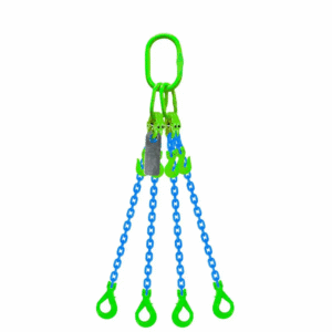 Grade 100 4-Leg Chain Sling with Grab Hook Clevis Self Locking Hook