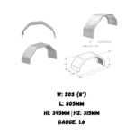 8" Wide Single Axle 4 Fold Aluminium Checker Plate Mudguard - Image 2